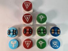 Seven Battle Tech Metal Dice Sets, various Fractions including Kell Hounds, Raven Alliance and Loste
