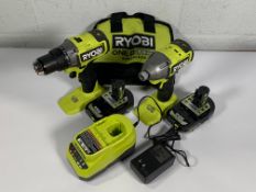As new Ryobi One+HP Brushless 18v 2 tool combo kit including 18v Cordless Impact Driver (PBLID01), 1