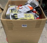 A box of assorted Workwear Protective Gloves, various brands and sizes.