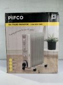 Pifco oil filled radiator, 11 fins, 24h timer, 2500w, 3 power settings, adjustable thermostat, overh