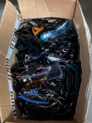 A box containing sunglasses and glasses.