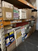 Assorted Stationery to include Sealed/Unsealed Paper, Envelopes and other items on two shelves.