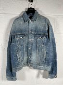 As new Balenciaga Logo Print Denim Jacket - Size 48 IT - Certificate of Authenticity on Request.