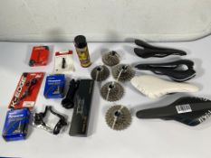 As new and pre-owned bicycle components to include Selle Italia SLR Tekno-Flow carbon fibre saddle,