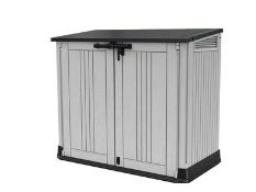 Keter Store-it-out Prime garden outdoor storage unit, 132 x 71.5 x 113.5cm, No. 17210430, box open (