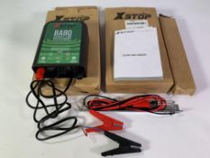 Two X-Stop BA80 12v Battery Powered Electric Fence Energiser 0.6J - 10Km - IP64, Boxed.