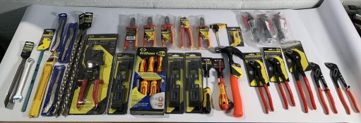 Approximately thirty as new and pre-owned Tool Related Items to include mainly CK Brand, Pliers, Lev