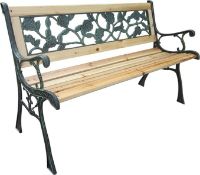 Garden Vida Rose Style 3-seater wooden garden bench, boxed (model 333768) (stock image).