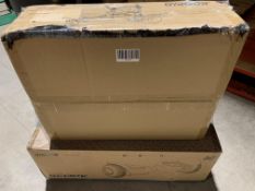 Gyroor Hoverboard G13 with K1E Hoverboard Kart attachment, boxes open in original packaging.