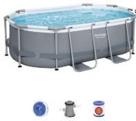 Bestway Power Steel Above Ground Pool, Swimming Pool Set with Filter Pump and ChemConnect Dispenser,