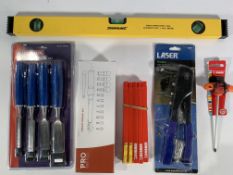 Fifteen Tool Related Items to include Duratool Chisels, Pro Bike Tool Torque Wrench, Dormer Drill Bi