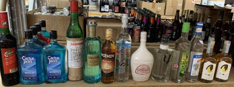Sixteen assorted Spirits/Liqueurs to include Chios Mastiha Liqueur, Cactus Jack, Oyzo, Foglioli Limo