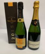Veuve Clicquot Vintage 2015 Champagne, 750ml, Boxed and a Waitrose champagne 750ml.