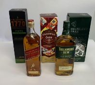 Highland Park Single Malt Scotch Whisky 1ltr, Tullamore Dew Irish Whiskey 1lt, Chivas Regal Extra Ag
