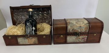 Two Pirates Grog Black Eight Coffee Rum Liqueurs in a Treasure Chest Presentation Gift Box 2 x 500ml