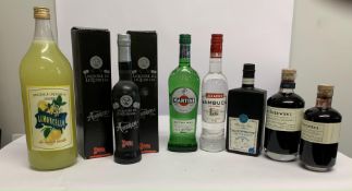 Eight assorted Spirit to include Wisniewski 2018 700ml/500ml, Schofield's Dry Vermouth 500ml, Sambuc