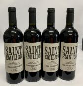 Four Saint Emilion Merlot 2019 Red Wines 4 x 750ml.