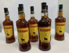 Seven Veterano Spanish Brandy 7 X 1ltr (Lid Labels Distressed).