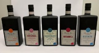 Five Asterley Bros Spirits to include Estate English Vermouth Red 500ml, Britannica London Fernet 50