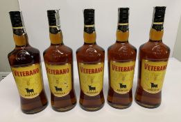 Five Veterano Osborne Brandy 5 x 1ltr.