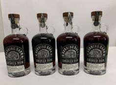 Four Burning Barn Smoked Rum 4 x 700ml (Lid Labels Unsealed).