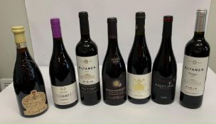 Seven assorted Red Wines to include Altanza Rioja 2011 Gran Reserve, Altanza Crianza 2017 Rioja, Pie