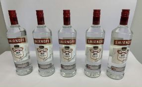 Five Smirnoff No21 Original Vodka's 5 x 1ltr.