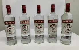 Five Smirnoff No.21 Original Vodka's 5 x 1ltr.