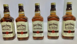 Five Early Times Old Reserve Kentucky Bourbon Whiskey 5 x 700ml (One Label Distressed).