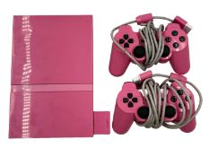 Pre-owned Sony PlayStation 2 Slim Pink Limited Edition Console with 2 Wired Controllers and Memory C