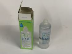 Twelve bottles of as new Bausch+Lomb BioTrue multi purpose solution, 300ml, boxes are damaged (EXP: