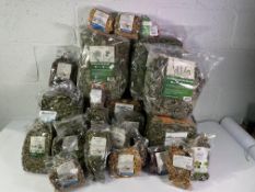 Twenty five assorted Dried Herbs to include Factoryherbs Not Just Any Rabbit Food - 1kg, Tivo Broadl
