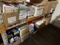 Assorted Stationery to include Sealed/Unsealed Paper, Envelopes and other items on two shelves.