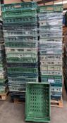 A pallet of Pre-owned Plastic Crates 61cmx40cmx20cm (approximately 75).