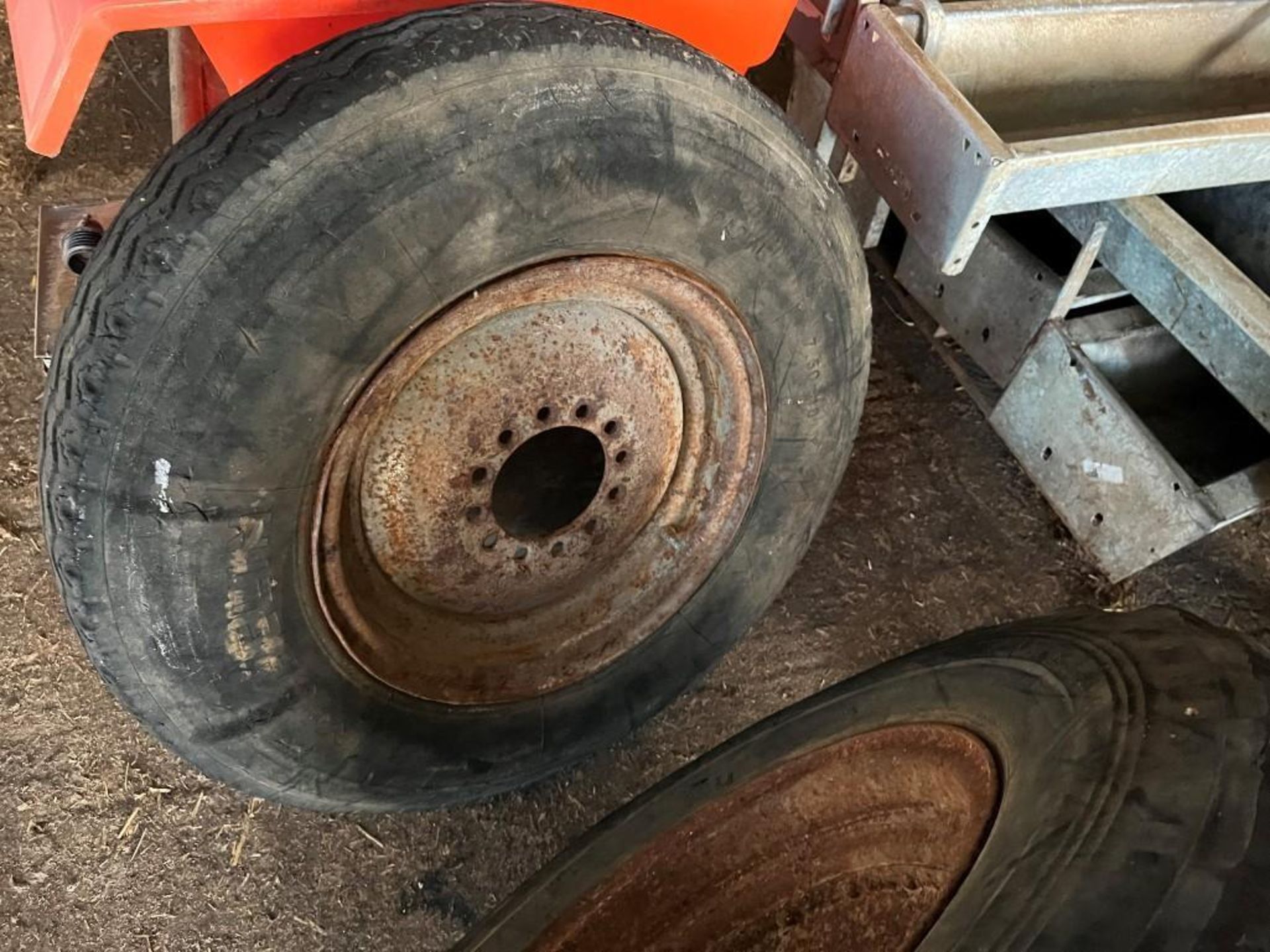 Pair 12 Stud Wheels off Ferguson Trailer with 7.5-16 Tyre - (Norfolk) - Image 2 of 3