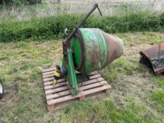 Cement mixer PTO driven, linkage mounted