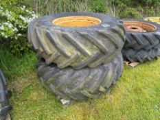 Pair Goodyear 18.4/15-26 wheels and tyres with 8 stud centres