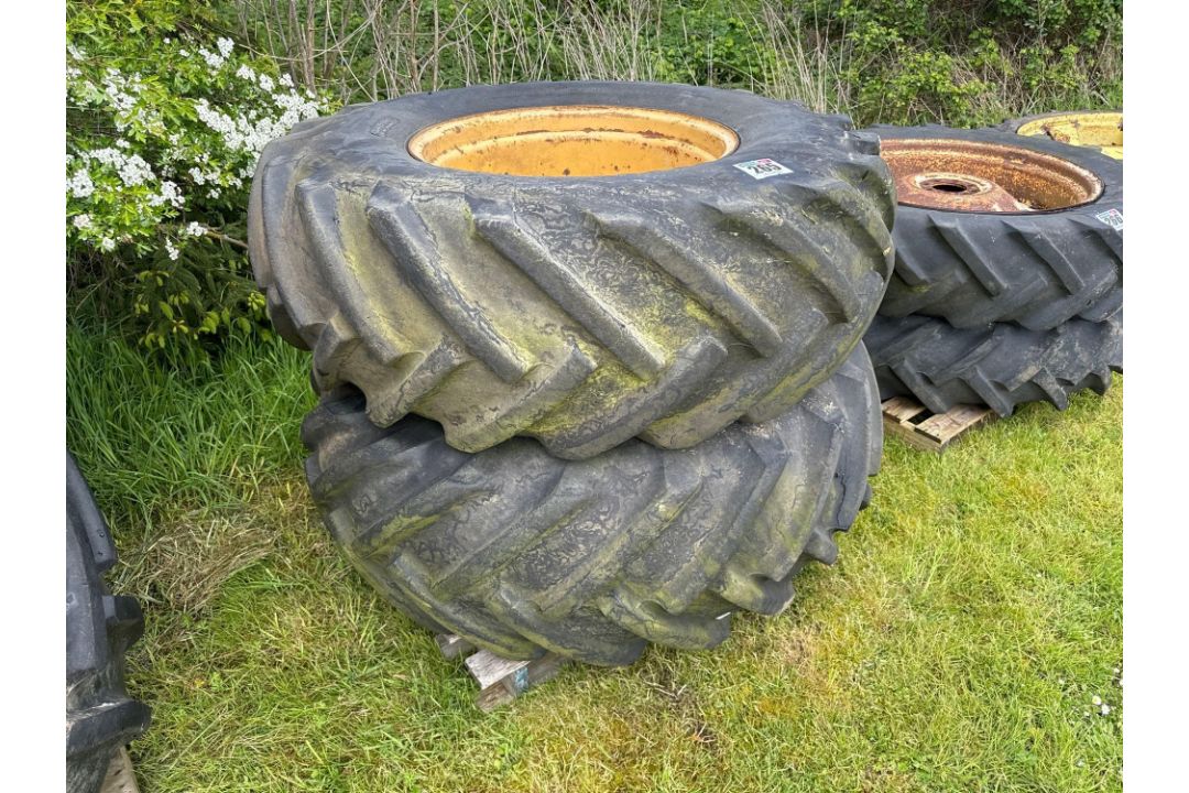 Pair Goodyear 18.4/15-26 wheels and tyres with 8 stud centres
