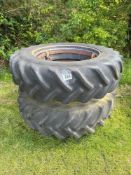 Pair 16.9R38 Stocks dual wheels and tyres with clamps