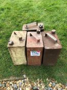 4No vintage petrol cans. NB: Caps in office