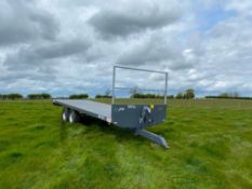2022 JPM 19TLL 28ft twin axle bale trailer, hydraulic braked, sprung drawbar and front and rear rave