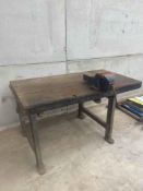 Wooden work bench and vice