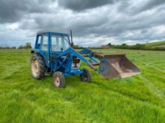 1977 Ford 4600 2wd tractor c/w loader and bucket. Tyres: Rear: 13.6-36. Front : 7.50 R16c. Reg No: D