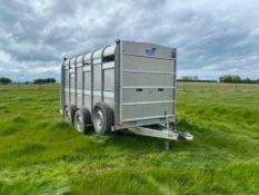 2007 Ifor Williams 12ft x 6ft twin axle stock trailer c/w sheep decks and centre cattle gate. Manual