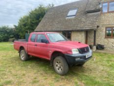 2004 Mitsibushi L200 4work, 4wd pickup in red. No MOT. Reg No: OW04 GGF. Miles: 96,675.