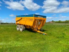 2005 Rolland Turbo 140 twin axle grain trailer with hydraulic rear door and sprung drawbar