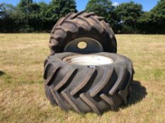 Pair Goodyear 900/50R42 Super Traction wheels and tyres