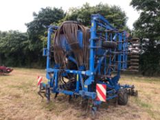 2012 Carre Pentasem 6m hydraulic folding tine drill with 5 rows tines, following harrows and press r
