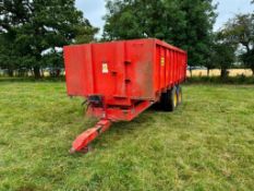 2000 Easterby ET12 12t twin axle grain trailer with sprung drawbar, hydraulic release tailgate, grai