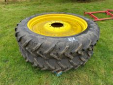 Pair Taurus 300/95R46 row crop wheels and tyres to suit John Deere trailed sprayer